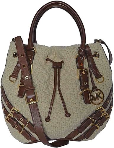 Michael by Michael Kors Milo Cream Wool Knit Drawstring Tote